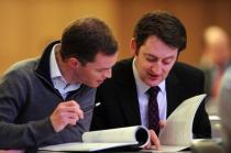  Dr Trevor Duffy and Dr Matthew Sadlier considering Motions for debate, AGM 2012